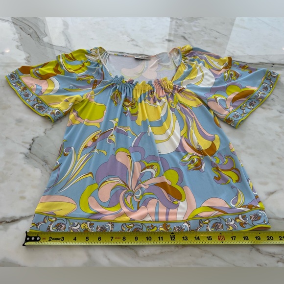 EMILIO PUCCI BLUE MULTI TOP STYLE 81JM16 SIZE IT 44 / US 10 - Picture 10 of 15